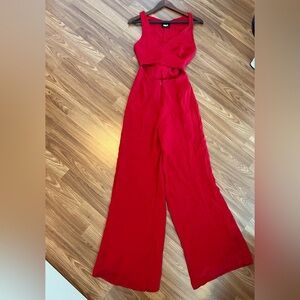 Reformation Red Wide-Leg Jumpsuit with Fitted Bodice
